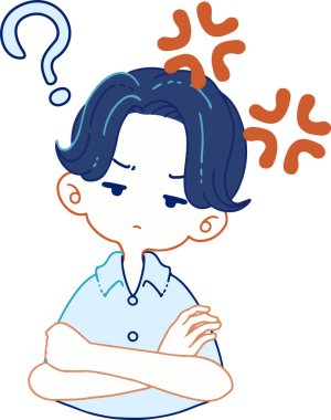 Sinirli bir şekilde soran bir kişinin resmi.