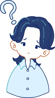 Kafasını sallayan birinin vektör çizimi, niyetinden emin değil.