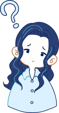 Kafasını sallayan birinin vektör çizimi, niyetinden emin değil.