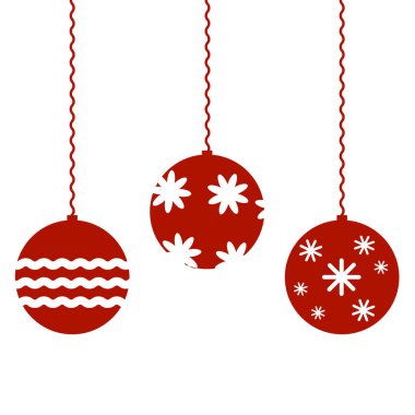 Kırmızı renkli Noel süslemeleri. 