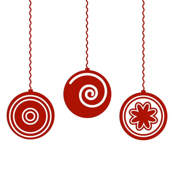 Christmas ornament balls in red color — Stock Vector