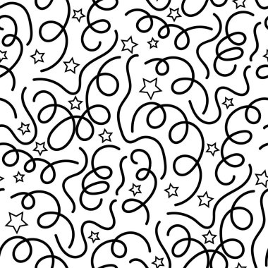 Soyut vektör sorunsuz çiçek arka planını doodle çizilmiş çizgiler ver. Tek renkli dalga paterni. Siyah beyaz duvar kağıdı.