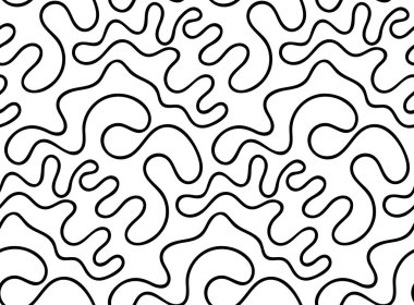 Soyut vektör sorunsuz çiçek arka planını doodle çizilmiş çizgiler ver. Tek renkli dalga paterni. Siyah beyaz duvar kağıdı.