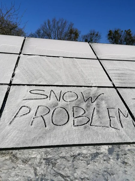 Fotovoltaïsche Panelen Bedekt Met Sneeuw Panelen Laag Rendement Sneeuwprobleem — Stockfoto