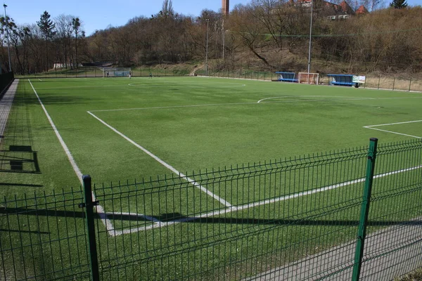 Soccer Training Ground Sunny Day — Fotografia de Stock