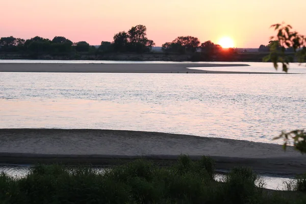 Vistula Nehri Nde Gün Batımı — Stok fotoğraf