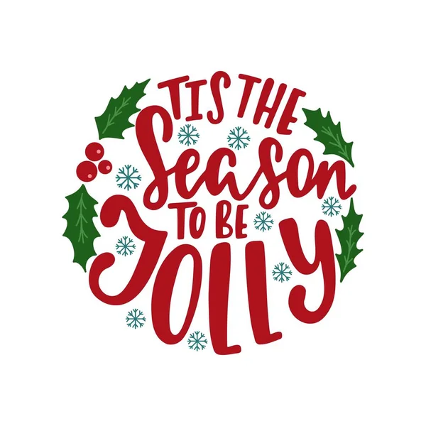 Ronde Kerstversiering Met Met Hand Getekend Belettering Tekst Vakantie Decoratie Stockvector