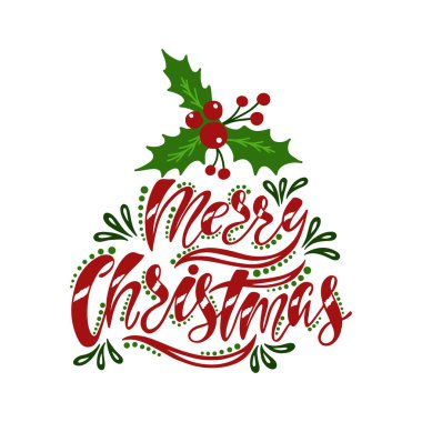 Mutlu Noel el yazısı tasarımı. Tatil vektör illüstrasyonu.