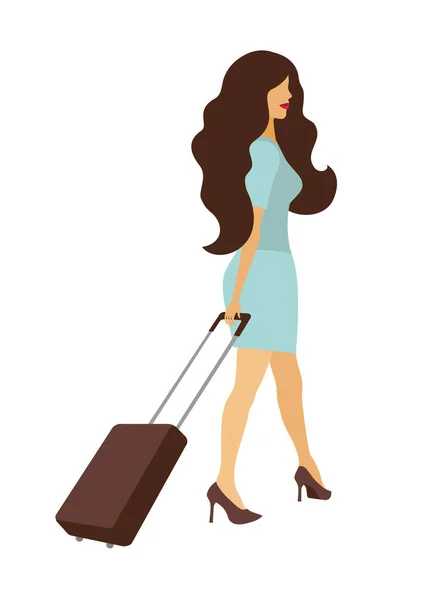 Woman Suitcase Vector Illustration — Stock Vector