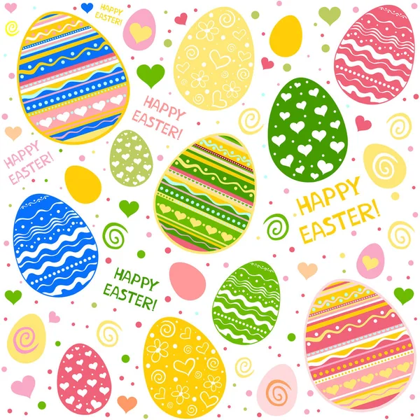 Frohe Ostern Hintergrund Mit Eiern Und Blumen — Stockvektor