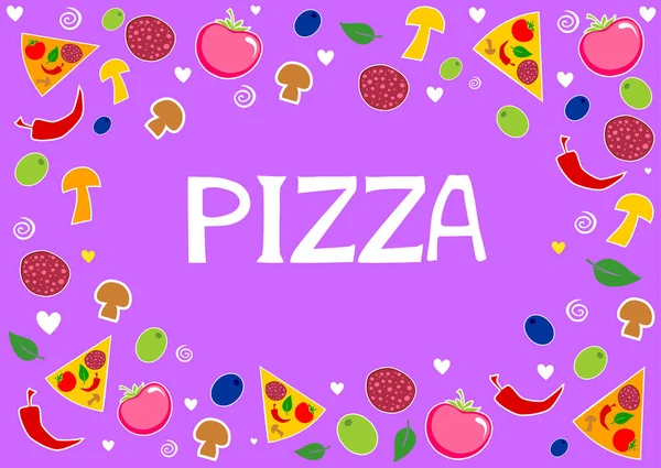 Pizza Mat Och Dryck Vektor Illustration — Stock vektor