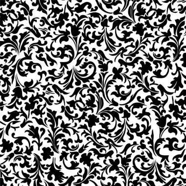Çiçekli siyah beyaz desenli çiçek deseni