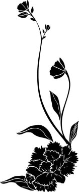 Beyaz arkaplanda çiçek silueti