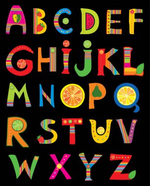 İngilizce alfabe harfleri vektör illüstrasyonu