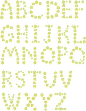 Çiçekli İngilizce alfabe harfleri vektör illüstrasyonu 