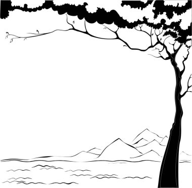 Ağaclı bir manzaranın vektör çizimi