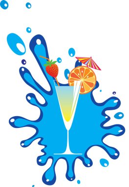 Bardakta kokteyl, vektör illüstrasyonu