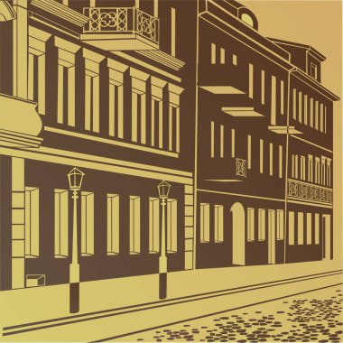 Evleri olan şehrin vektör illüstrasyonu