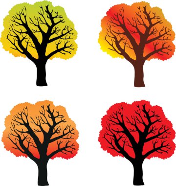 Sonbahar ağaçlarının vektör illüstrasyonu
