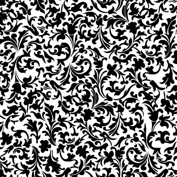 Черно Белый Бесшовный Цветочный Узор Цветами — стоковый вектор