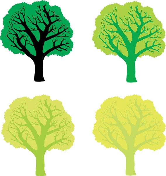 Satz Von Vier Bäumen Vektorillustration — Stockvektor