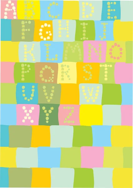 Seamless Pattern Colorful Squares English Letters Vector Illustration — Stock Vector