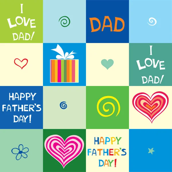 Κάρτα Ευτυχισμένη Ημέρα Του Πατέρα Καρδιές Και Κείμενο — Διανυσματικό Αρχείο