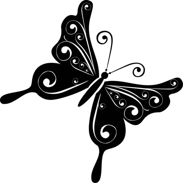Siyah Beyaz Kelebek Vektör Çizim — Stok Vektör