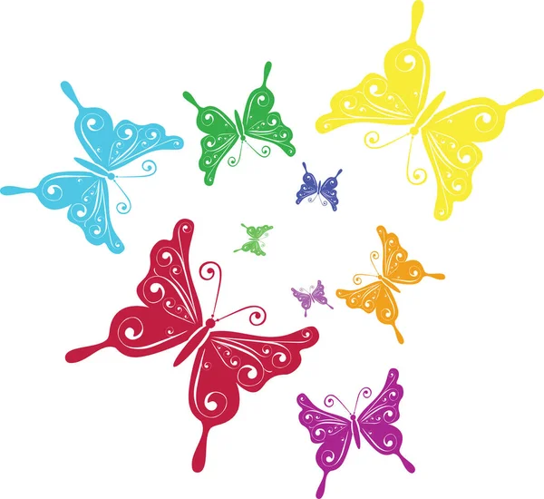 Mariposas Coloridas Ilustración Vectorial — Vector de stock