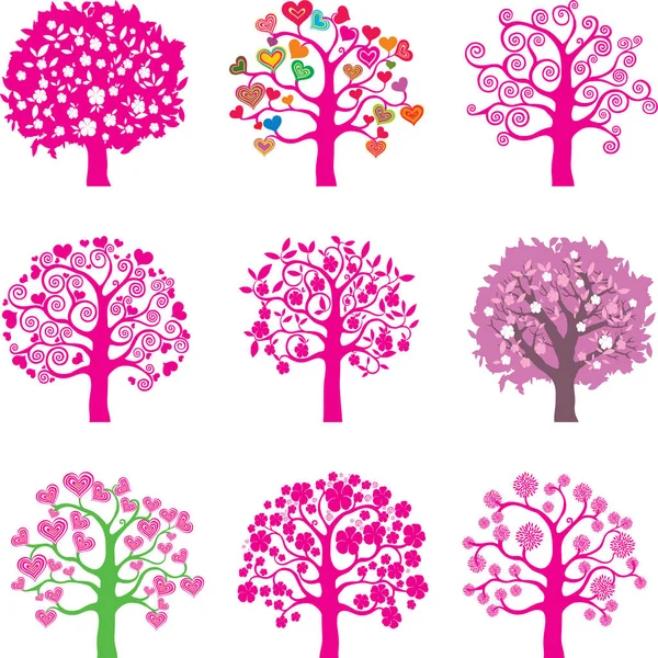 Illustration Vectorielle Arbres Colorés — Image vectorielle