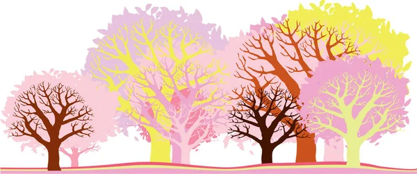 Illustration Von Bäumen Mit Schöner Landschaft — Stockvektor