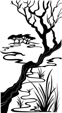 Ağaçlı manzara, vektör çizimi