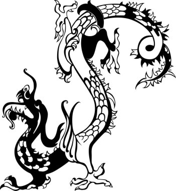 Beyaz arkaplanda ejderha illüstrasyonu