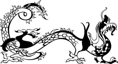 Beyaz arkaplanda ejderha illüstrasyonu