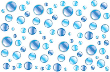 Beyaz zemin üzerinde mavi su damlaları