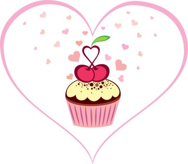 Kalp ve vektör resimli sevgililer günü pastası