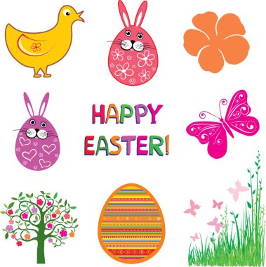 Mutlu Paskalya kartları, vektör illüstrasyonu