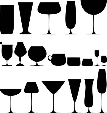 Şarap kadehleri, vektör illüstrasyonu