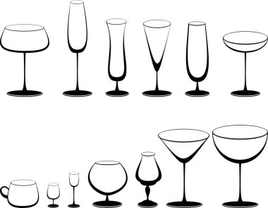 Şarap kadehleri, vektör illüstrasyonu