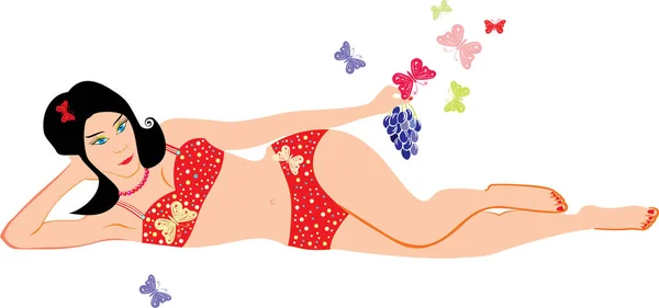 Vektor Illustration Von Mädchen Bikini — Stockvektor