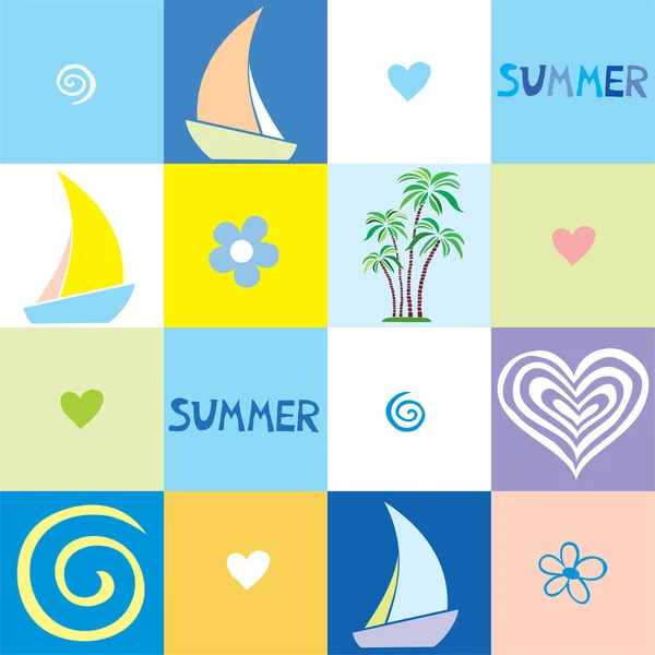 Set Summer Icon Vector Illustration — Stock Vector