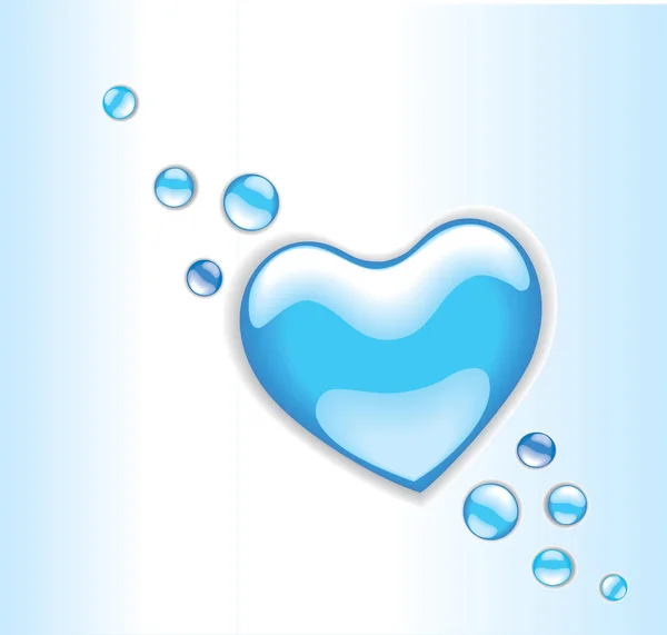 Голубое Сердце Каплями Воды Белом Фоне — стоковый вектор