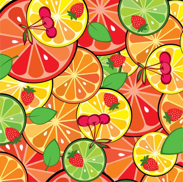 Seamless Pattern Fruits Berries Vector Illustration — Stock Vector