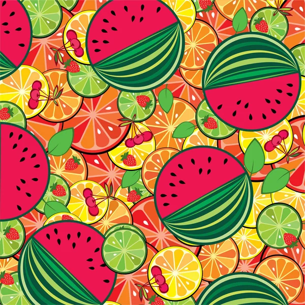 Modèle Sans Couture Avec Des Fruits Des Baies Illustration Vectorielle — Image vectorielle