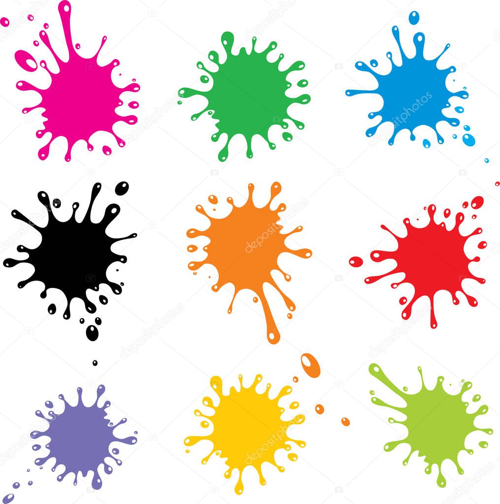 set of abstract paint splashes, vector illustration