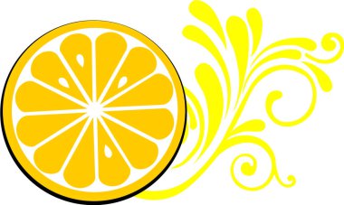 Limonun tek bir kesiti. Beyaz arka planda izole edilmiş. Yakın plan. Vektör illüstrasyonu
