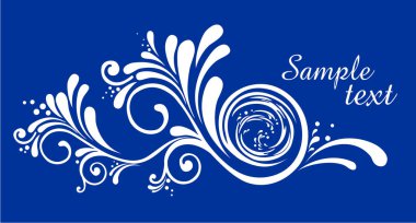 Mavi arka planda beyaz girdaplı su sıçraması. Vektör İllüstrasyonu