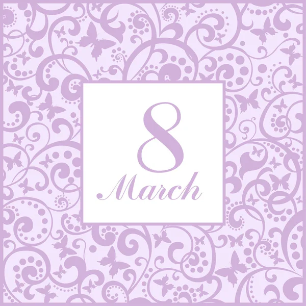 Mart Tebrik Kartı Uluslararası Kadınlar Günü Için Açık Mor Arka — Stok Vektör