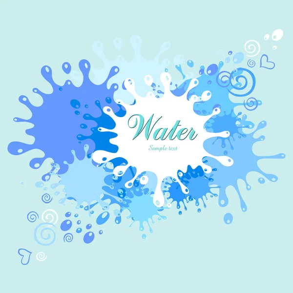 Fondo Azul Abstracto Manchas Agua Salpicaduras Icono Del Agua Ilustración — Vector de stock