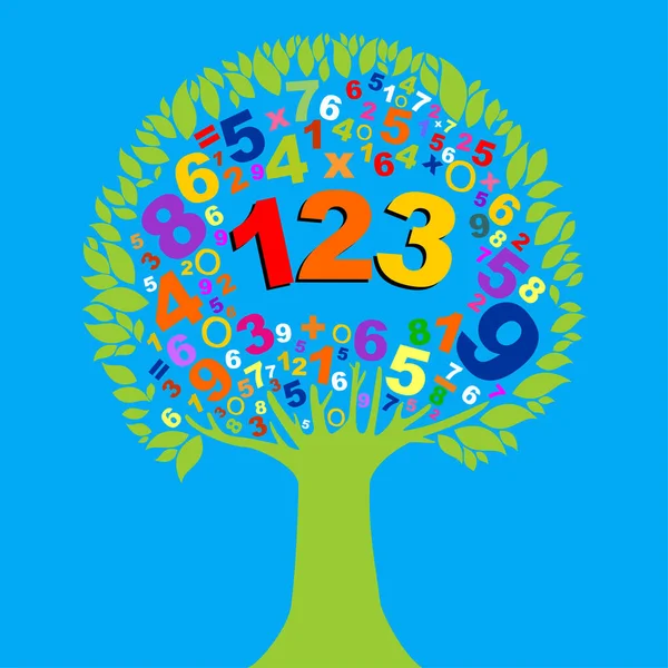 Abstrakter Bunter Baum Mit Auf Blauem Hintergrund Isolierten Zahlen Vektorillustration — Stockvektor